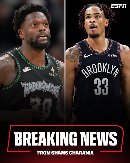三方交易達成！森林狼將蘭德爾送往籃網 公牛得到克拉克斯頓
